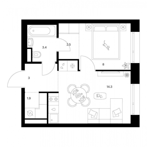 1-комн квартира ул. Котляковская, корп. 2.1