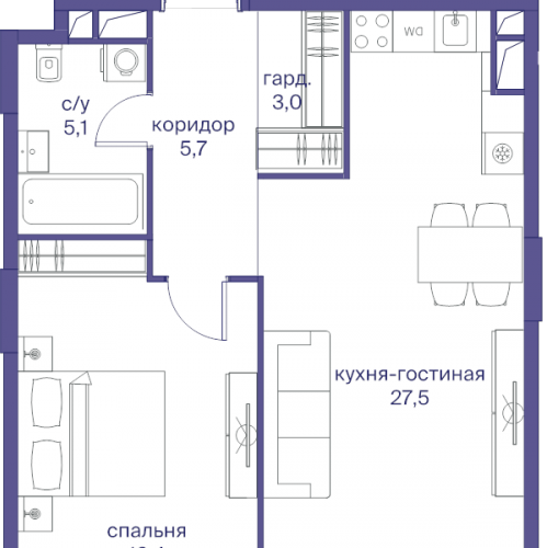 1-комн квартира Москва г., Сергея Макеева ул.,  к. 4