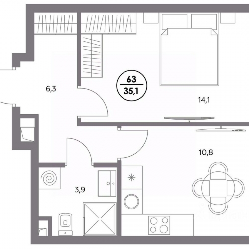 1-комн квартира ул Шоссейная,  д. 4Д