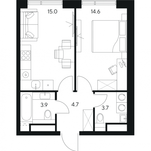 1-комн квартира Москва г., Ярцевская ул.,  к. 1