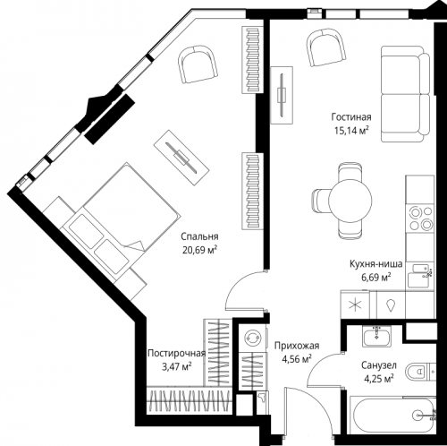1-комн квартира Москва г., 3-й Силикатный проезд,  к. Anna