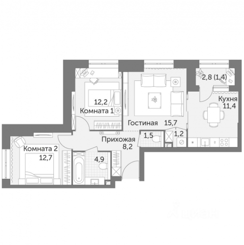 3-комн квартира улица Вильгельма Пика,  д. 1