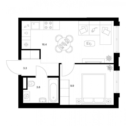 1-комн квартира ул. Котляковская, корп. 2.1