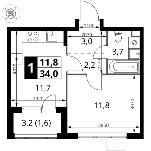 1-комн квартира Химки г., Комсомольская ул.,  к. 3