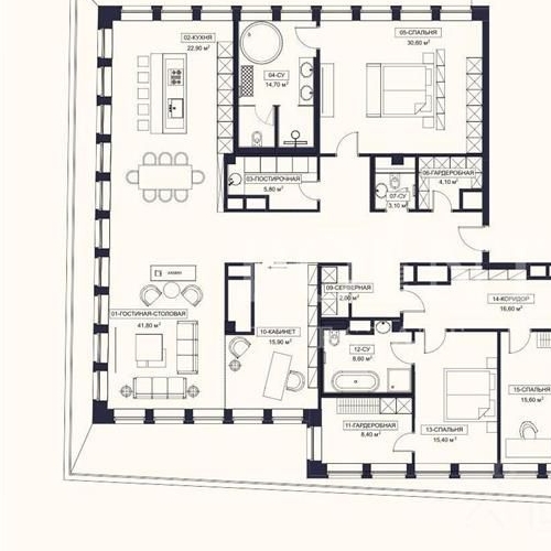 6-комн квартира Озерковская набережная, 6