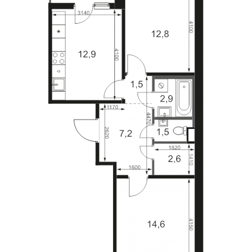 2-комн квартира Химки г., Олимпийская ул.,  к. 1.4