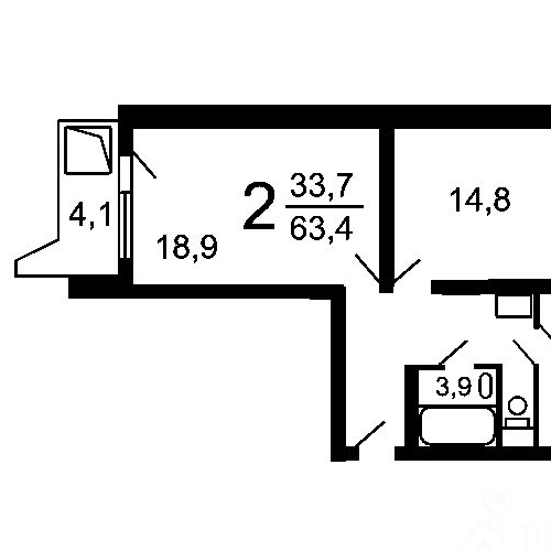 2-комн квартира Школьный мкр, д. Брехово,  д. к5