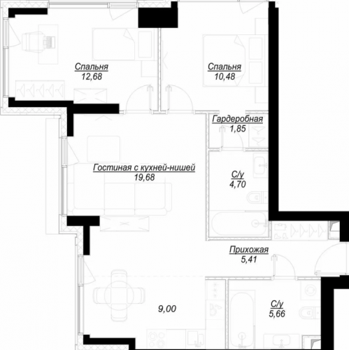2-комн квартира Москва г., 1-й Сетуньский проезд,  к. RiverSide