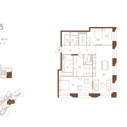 2-комн квартира Москва г., Кутузовский пр-кт,  к. 10.2
