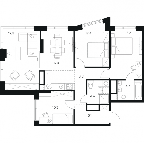 4-комн квартира Москва г., Ярцевская ул.,  к. 1