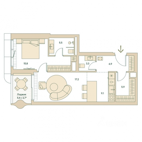 2-комн квартира Филевская М. ул,  д. 46