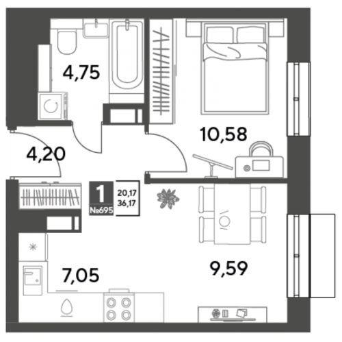 1-комн квартира Пушкино г., Зелёная Роща ул.,  к. 12