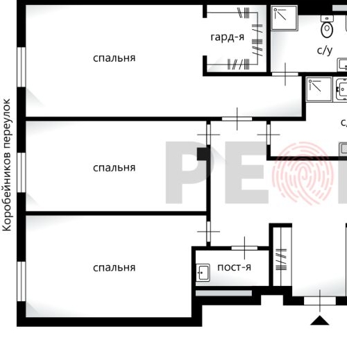 4-комн квартира переулок Коробейников, 1