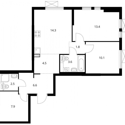 2-комн квартира Котельники, мкр. Белая Дача, корп. 10
