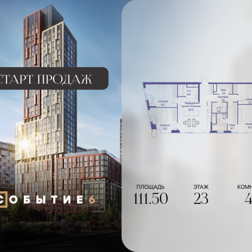 4-комн квартира ул. Лобачевского, корп. 6.2