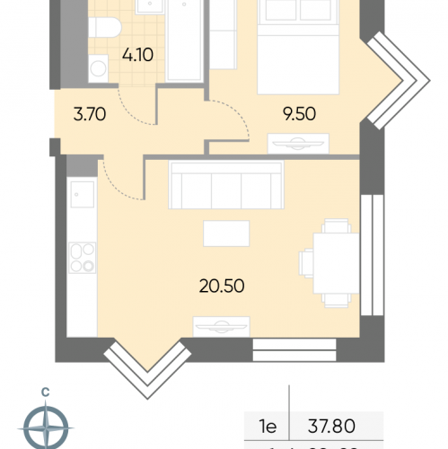 1-комн квартира Борисовские Пруды улица, д.1