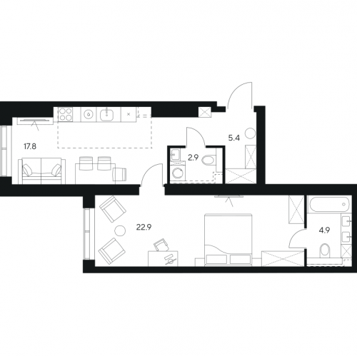1-комн квартира Москва г., Ярцевская ул.,  к. 1