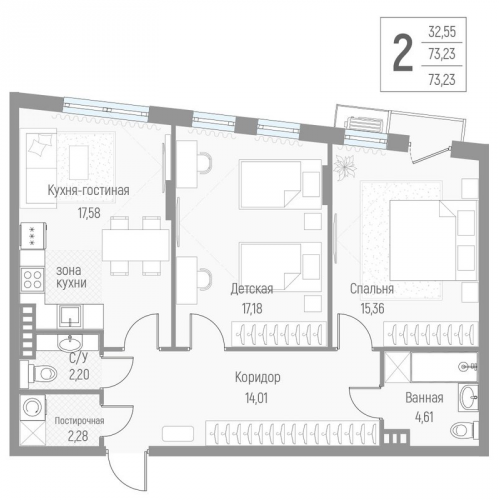 2-комн квартира Крюково д., Высокая ул.,  к. 1