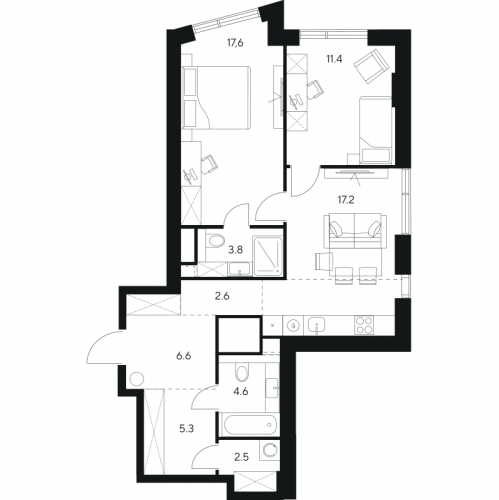 2-комн квартира Москва г., Ярцевская ул.,  к. 1