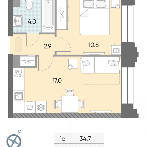 1-комн квартира Автозаводская площадь, д.вл.23