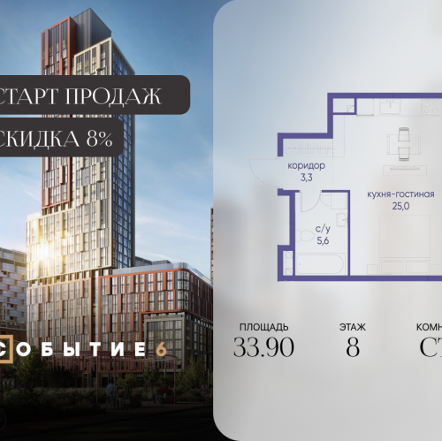 Студия ул. Лобачевского, корп. 6.2