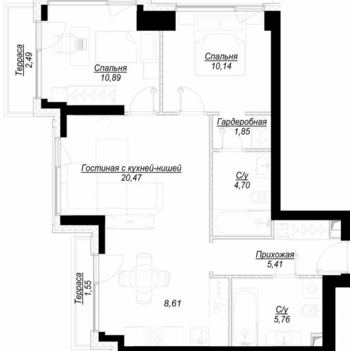 2-комн квартира Москва г., 1-й Сетуньский проезд,  к. RiverSide