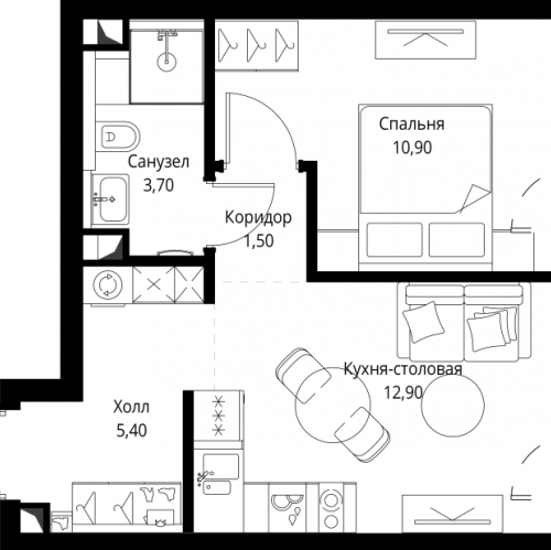 1-комн квартира Москва г., Верейская ул.,  к. SET.1.3