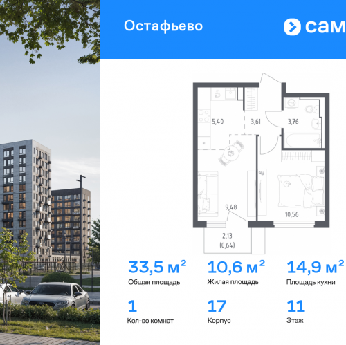 1-комн квартира Любучанская улица, 2к1