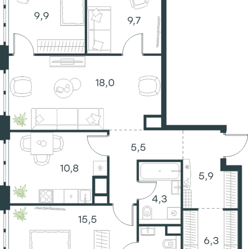 4-комн квартира Москва г., Южнопортовая ул.,  к. 11