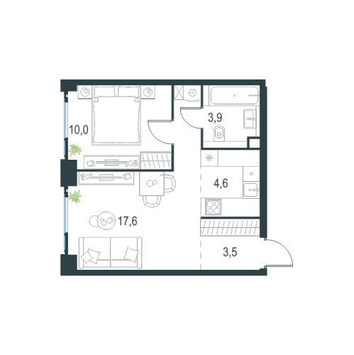 1-комн квартира Москва г., Озерная ул.,  к. 1