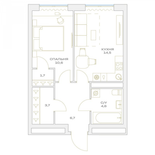 1-комн квартира Марьино п., Харлампиева ул.,  к. 1