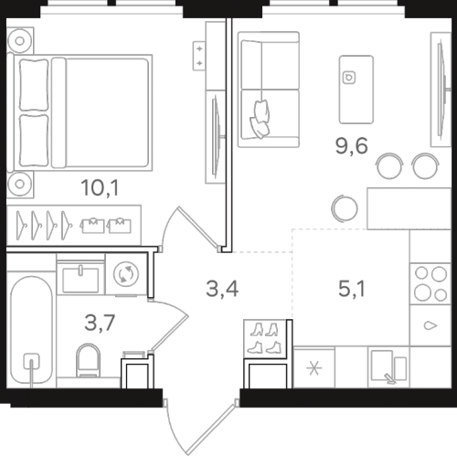 1-комн квартира Москва г., Открытое ш.,  к. 6