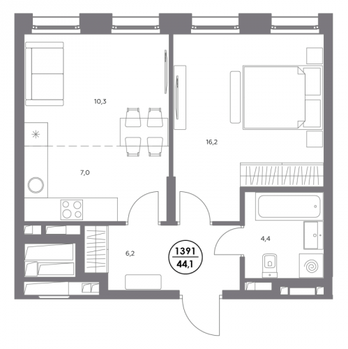 1-комн квартира Москва г., Шоссейная ул.,  к. 1.3