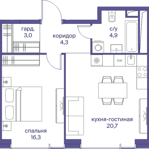 1-комн квартира Москва г., Сергея Макеева ул.,  к. 3