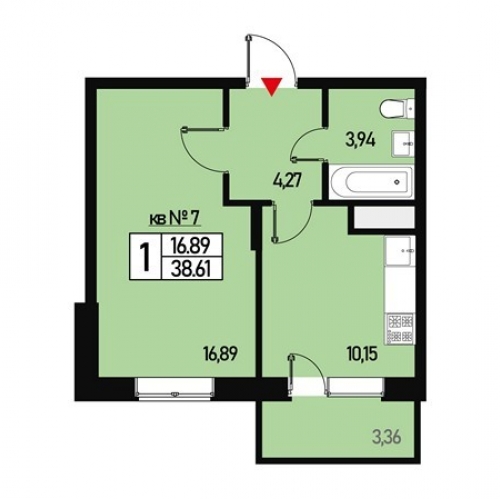 1-комн квартира улица Генерала Донскова, дом 29, корпус 6