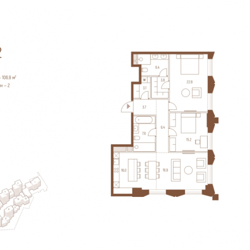 2-комн квартира Москва г., Кутузовский пр-кт,  к. 6