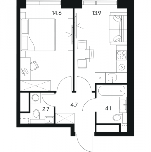 1-комн квартира Москва г., Ярцевская ул.,  к. 1