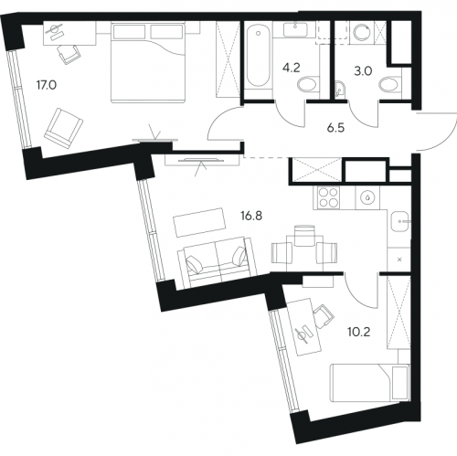 2-комн квартира Москва г., Ярцевская ул.,  к. 1