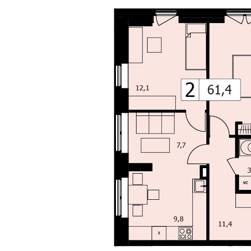 2-комн квартира улица Маршала Тимошенко, 8