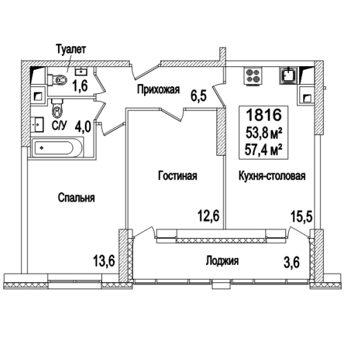 2-комн квартира Рассказовка д., Андрея Тарковского б-р,  к. 15