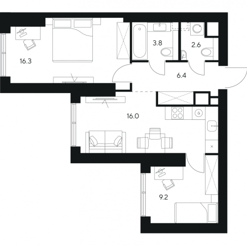 2-комн квартира Москва г., Ярцевская ул.,  к. 1