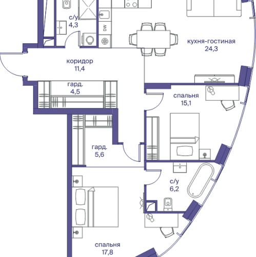 2-комн квартира Москва г., Сергея Макеева ул.,  к. 3