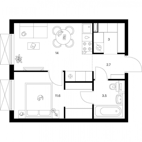 1-комн квартира Котельники, мкр. Ковровый,  корп. 5-8
