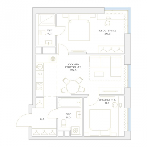 2-комн квартира Марьино п., Харлампиева ул.,  к. 13