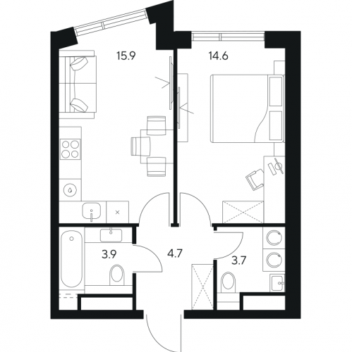 1-комн квартира Москва г., Ярцевская ул.,  к. 1