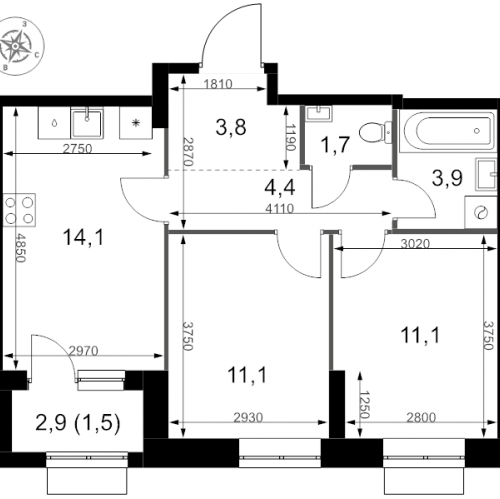 2-комн квартира Москва г., Амурская ул.,  к. 4