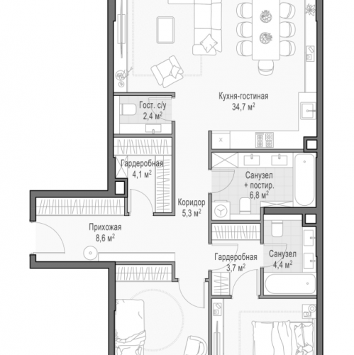 3-комн квартира Москва г., Дубовой Рощи ул.
