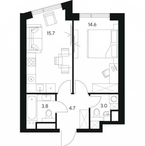 1-комн квартира Москва г., Ярцевская ул.,  к. 1