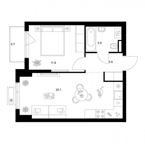 1-комн квартира Середневский лес, корп. 2.1.4