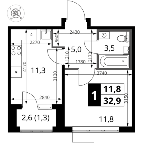 1-комн квартира Химки г., Комсомольская ул.,  к. 4